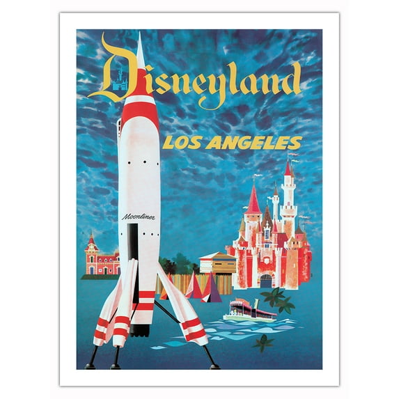 Disneyland Los Angeles - Tomorrowland - Vintage Travel Poster by David Klein c.1955 - Bamboo Fine Art 290gsm Paper Print (Unframed) 24x32in