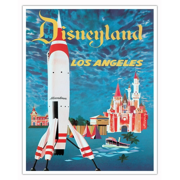 Disneyland Los Angeles - Tomorrowland - Vintage Travel Poster by David Klein c.1955 - Fine Art Matte Paper Print (Unframed) 16x20in