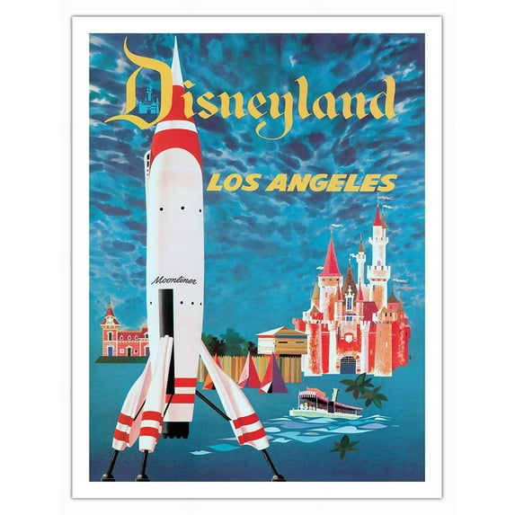 Disneyland Los Angeles - Tomorrowland - Vintage Travel Poster by David Klein c.1955 - Fine Art Matte Paper Print (Unframed) 20x26in