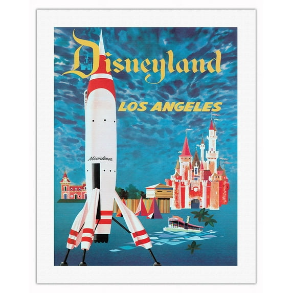 Disneyland Los Angeles - Tomorrowland - Vintage Travel Poster by David Klein c.1955 - Fine Art Rolled Canvas Print 20in x 26in
