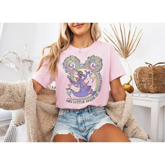 Disneyland Purple Dragon T-Shirt, Disney Figment, Magic Kingdom Shirt, Purple Dragon Tee, Walt Disney World Figment,Light Pink color,size 3XL