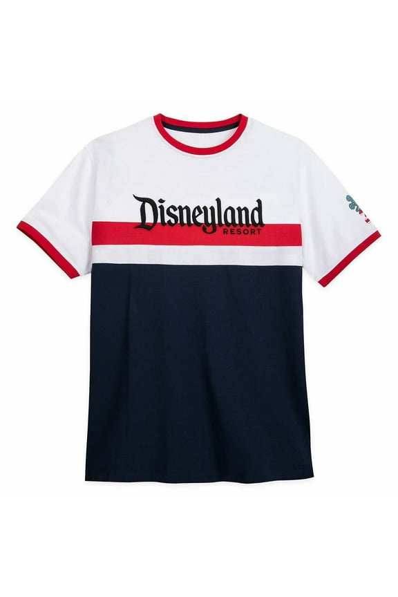 land Resort Americana Mickey Mouse Ringer T Shirt Tee Mens Size Large - 4th of July USA