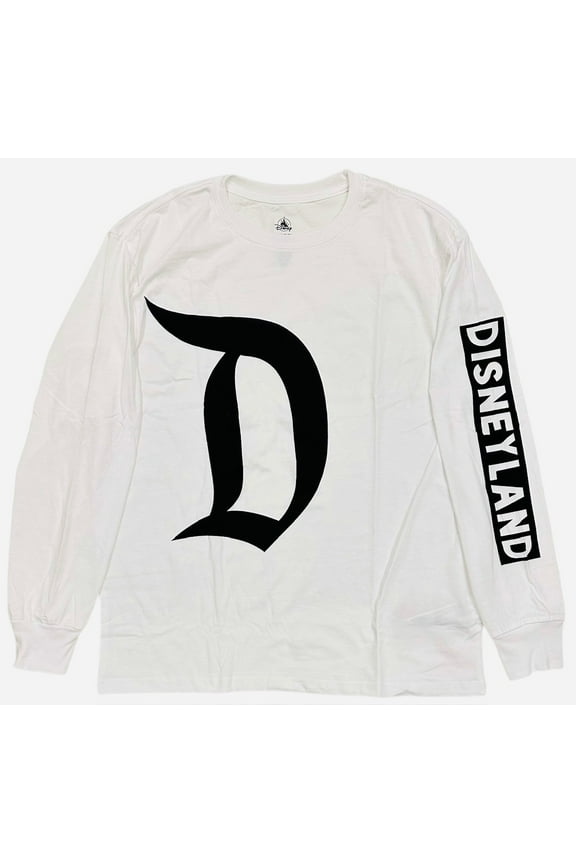 land Theme Park Men's T-Shirt Jumbo Logo Long Sleeve Tee in White (Large, White)