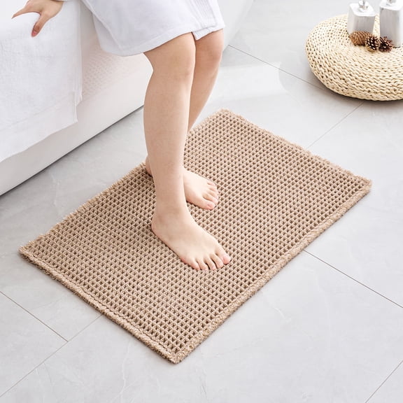 Disolla 3D Waffle Bath Rug 16x24, Super Non-Slip & Quick Dry Heavyweight Absorbent Mat for Tub and Shower, Machine Washable