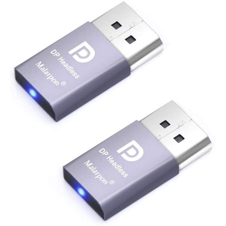 DispalyPort Headless Ghost Display Emulator with Blue Light for PC 4K DP Dummy Plug (fit Headless