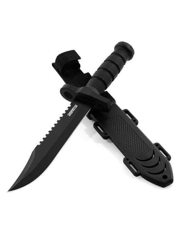 12" Fixed Blade Hunting Knife with Sheath,Black Survival Bowie Knife for Camping Outdoors