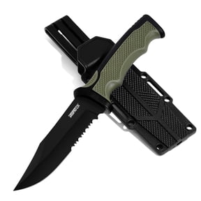 Dispatch 4.2" Hunting Knife, Fixed Blade Camping Knife with K-Sheath, Rubber ABS Handle for Outdoor
