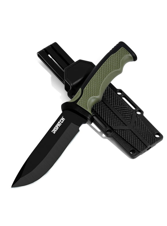 Dispatch 4.2" Hunting Knife, Survival Knife, Fixed Blade Camping Knife with K-Sheath, Rubber ABS Handle for Outdoor