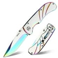 thumbnail image 1 of Dispatch 4.5” Folding Pocket Knife with Stainless Steel Handle and Clip, 3Cr Brushed Finish Blade, Rainbow, 1 of 7
