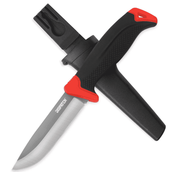 Dispatch 9 inch Fixed Blade Knives Hunting Knives with sheath Rubber Green Handle Camping Knives
