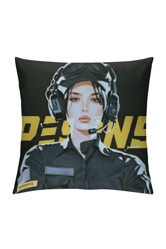 Dispatch Squad Headset Thin Gold Line Proud  Dispatcher Throw Pillow