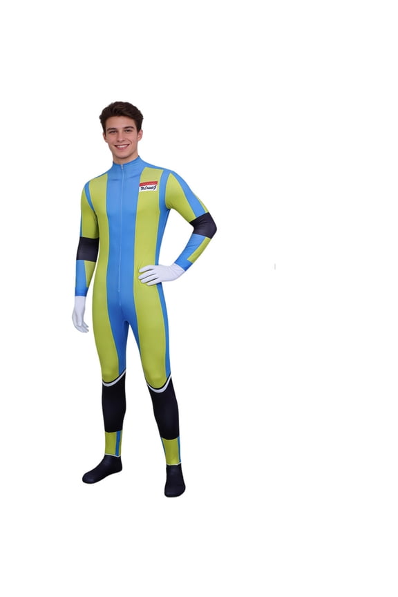 Dispatch Waterboy Cosplay Costume for Men - Men's Sci-Fi Racing Character Spandex Zentai Suit - Retro Hero Front Zipper Full Bodysuit Stage Performance Jumpsuit