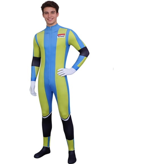 Dispatch Waterboy Cosplay Costume - Sci-Fi Racing Character Spandex Zentai Suit - Retro Hero Front Zipper Full Bodysuit Stage Performance Jumpsuit for 4-5 Years