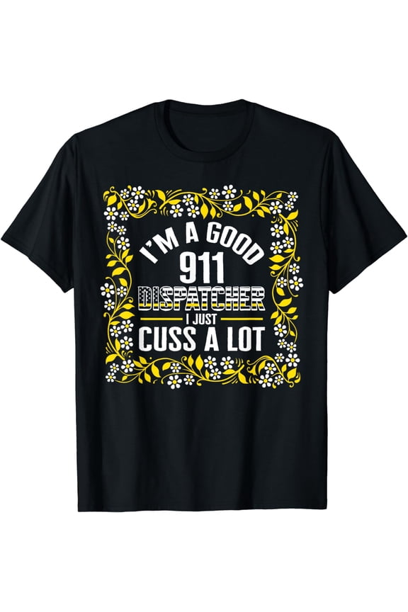 Dispatcher 911 Definition Floral USA Flag Emergency Respond T-Shirt