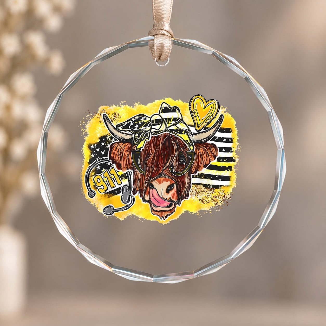 Dispatcher Emergency Paramedic ER Ornament, Festive Decor, Circle Glass ...