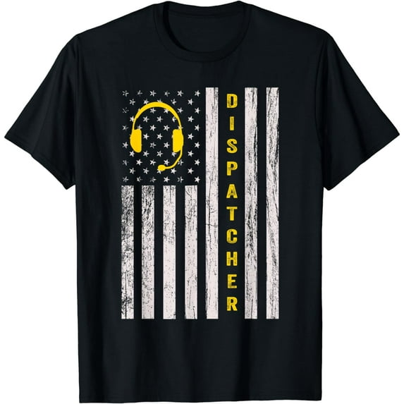 Dispatcher - Thin Gold Yellow Line Dispatcher 911 Operator T-Shirt