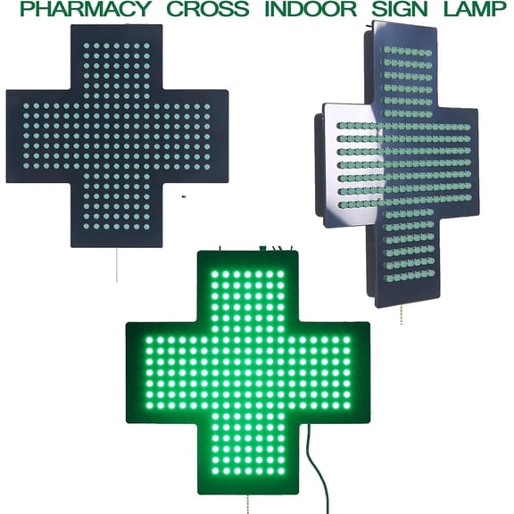 Dispensary Cross LED Neon Sign, 13.7'' X 13.7'' Pharmacy Cross Indoor Sign Lamp, LED Medical Cross Sign with Hanging Chain Design and 3 Modes-Always On, Flashing and Overall Flashing, for Decoration,