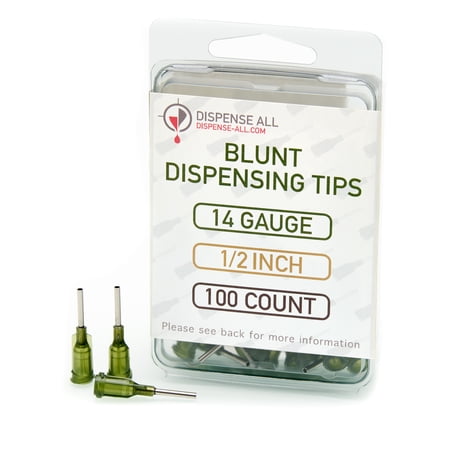 Dispense All - 14 Gauge 1/2 Inch Blunt Tipped Dispensing Needle, Luer Lock, 100 Count