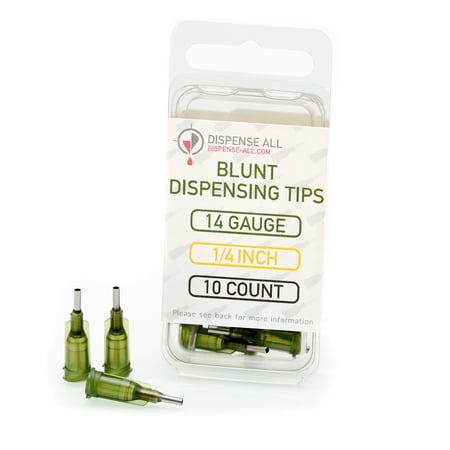 Dispense All - 14 Gauge 1/4 Inch Blunt Tipped Dispensing Needle, Luer Lock, 10 Count
