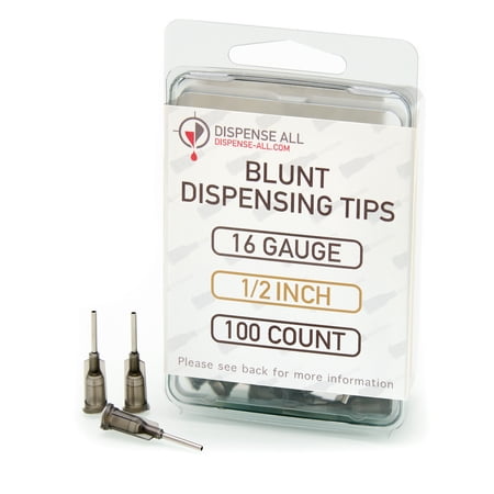 Dispense All - 16 Gauge 1/2 Inch Blunt Tipped Dispensing Needle, Luer Lock, 100 Count