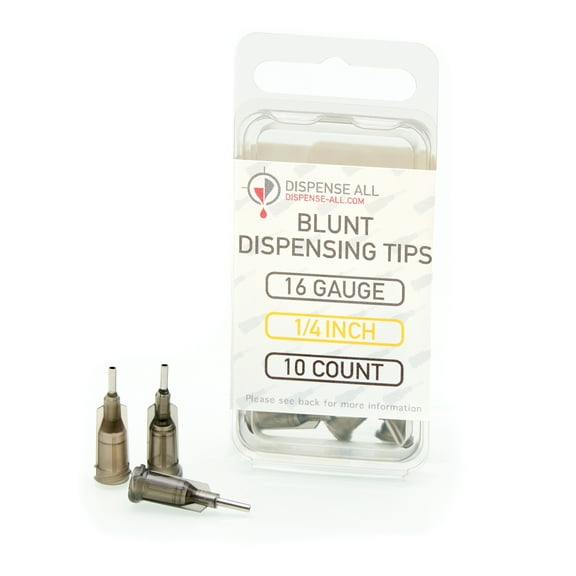 Dispense All - 16 Gauge 1/4 Inch Blunt Tipped Dispensing Needle, Luer Lock, 10 Count