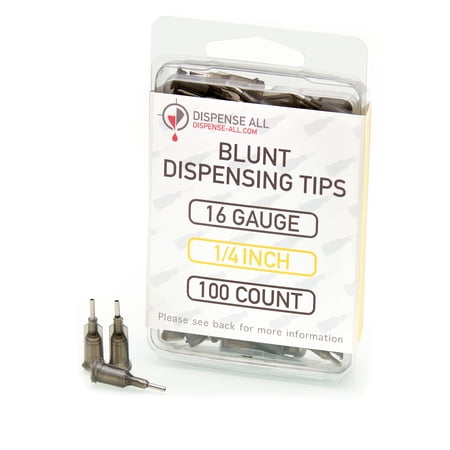 Dispense All - 16 Gauge 1/4 Inch Blunt Tipped Dispensing Needle, Luer Lock, 100 Count