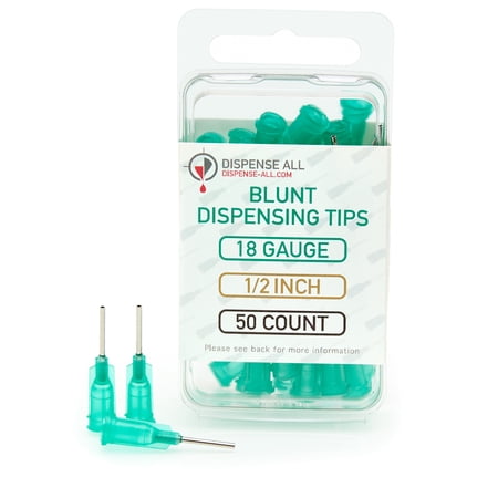 Dispense All - 18 Gauge 1/2 Inch Blunt Tipped Dispensing Needle, Luer Lock, 50 Count
