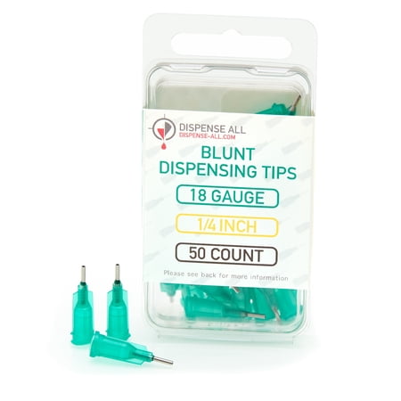 Dispense All - 18 Gauge 1/4 Inch Blunt Tipped Dispensing Needle, Luer Lock, 50 Count