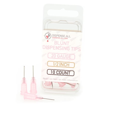 Dispense All - 20 Gauge 1/2 inch Blunt Tipped Dispensing Needle, Luer Lock, 10 Count