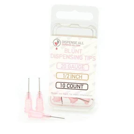 Dispense All - 20 Gauge 1/2 inch Blunt Tipped Dispensing Needle, Luer Lock, 10 Count