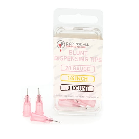 Dispense All - 20 Gauge 1/4 Inch Blunt Tipped Dispensing Needle, Luer Lock, 10 Count
