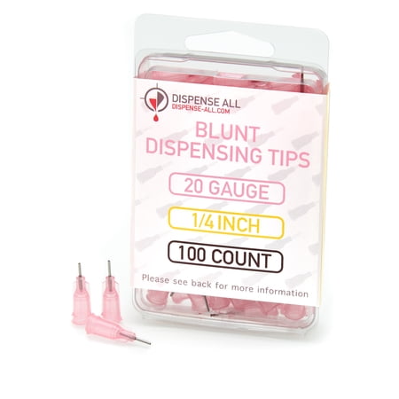 Dispense All - 20 Gauge 1/4 Inch Blunt Tipped Dispensing Needle, Luer Lock, 100 Count