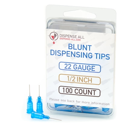 Dispense All - 22 Gauge 1/2 Inch Blunt Tipped Dispensing Needle, Luer Lock, 100 Count