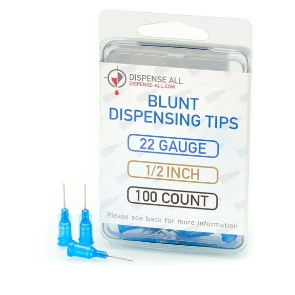 Dispense All - 22 Gauge 1/2 Inch Blunt Tipped Dispensing Needle, Luer Lock, 100 Count