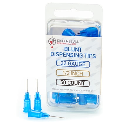 Dispense All - 22 Gauge 1/2 Inch Blunt Tipped Dispensing Needle, Luer Lock, 50 Count