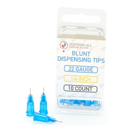 Dispense All - 22 Gauge 1/4 Inch Blunt Tipped Dispensing Needle, Luer Lock, 10 Count