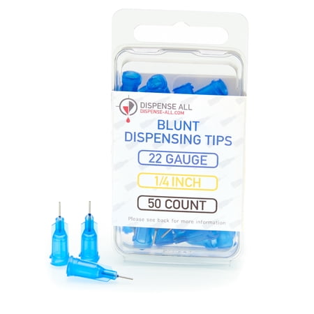Dispense All - 22 Gauge 1/4 Inch Blunt Tipped Dispensing Needle, Luer Lock, 50 Count