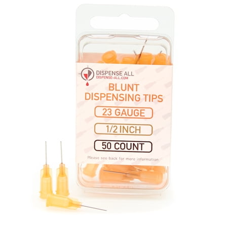 Dispense All - 23 Gauge 1/2 Inch Blunt Tipped Dispensing Needle, Luer Lock, 50 Count
