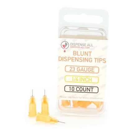 Dispense All - 23 Gauge 1/4 Inch Blunt Tipped Dispensing Needle, Luer Lock, 10 Count