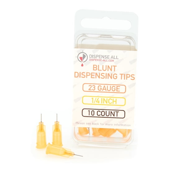 Dispense All - 23 Gauge 1/4 Inch Blunt Tipped Dispensing Needle, Luer Lock, 10 Count