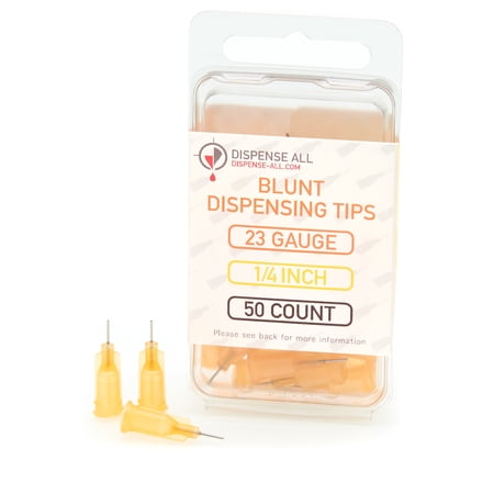 Dispense All - 23 Gauge 1/4 Inch Blunt Tipped Dispensing Needle, Luer Lock, 50 Count