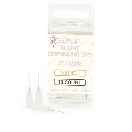 Dispense All - 27 Gauge 1/2 Inch Blunt Tipped Dispensing Needle, Luer Lock, 10 Count
