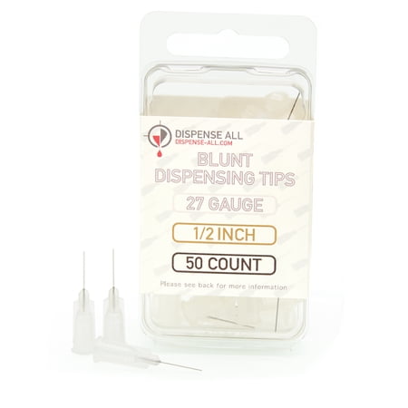 Dispense All - 27 Gauge 1/2 Inch Blunt Tipped Dispensing Needle, Luer Lock, 50 Count