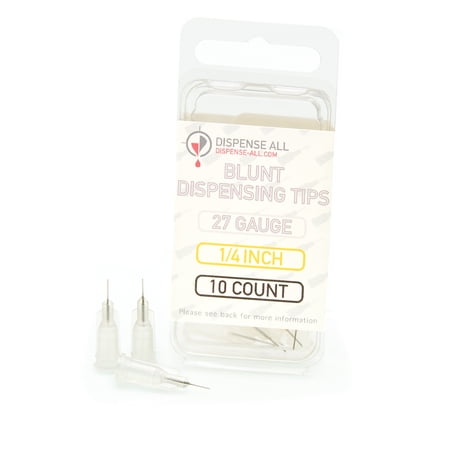 Dispense All - 27 Gauge 1/4 Inch Blunt Tipped Dispensing Needle, Luer Lock, 10 Count