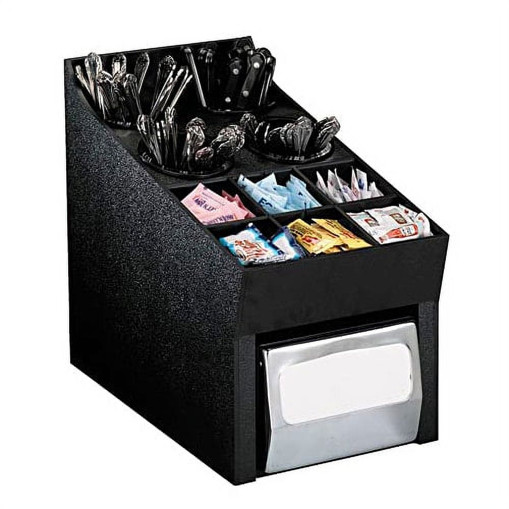 Black Polystyrene Countertop Organizer with Napkin Dispenser
