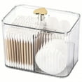 thumbnail image 1 of Dispenser 3-Section Clear Bathroom Organizer Jar 3 Grids Cotton Swab/Pad/Ball Holder Container Cosmetics Storage Box, 1 of 8