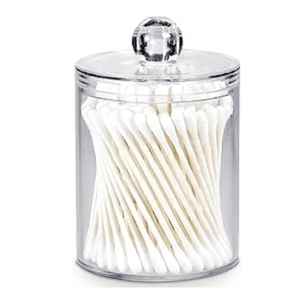 Dispenser Apothecary Jars Bathroom Holder Storage Canister Clear Plastic Jar for Cotton Swab,Q-Tips,Cotton Rounds