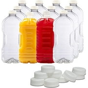 Displastible 64 Oz Disposable Bottles with Lids for Water, Juices, Smoothies, Milk, 12-Pack