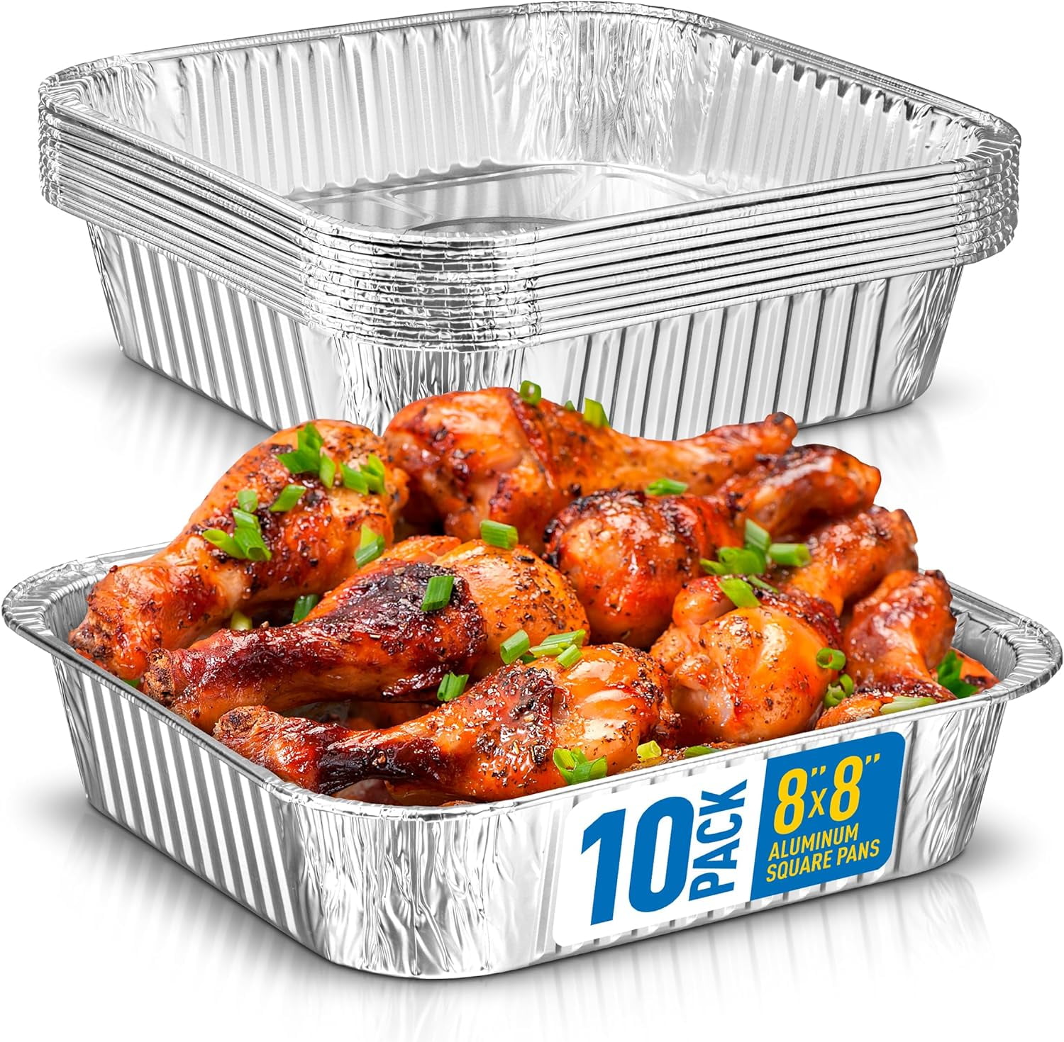 "Displastible Easy Baking 8"" Square Disposable Aluminum Foil Cake Pans