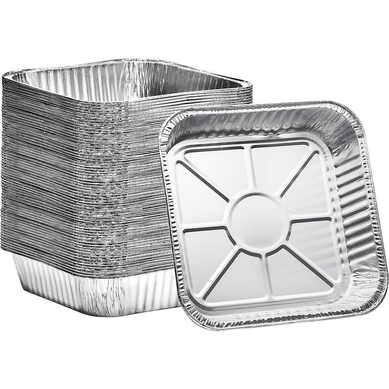 Displastible 8 Square Disposable Aluminum Cake Pans 10 Pack 